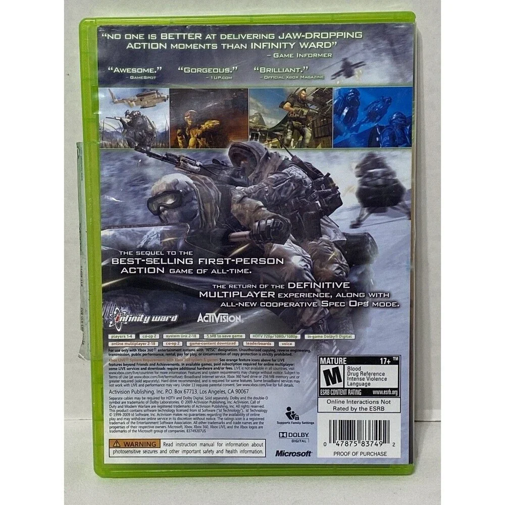 Call of Duty Modern Warfare 2 Game 2009 Activision Xbox 360